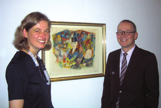 Gunda Luyken, Museum Kunstpalast, Düsseldorf, und Karsten Müller, Ernst Barlach Haus, vor George Grosz` „Sünde“ von 1918
