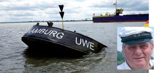 Das Wrack der „Uwe“ am Falkensteiner Ufer, Kapitän Jochim Westphalen