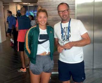 Maik Schürbesmann, Verbandscoach des TV SH, betreute Carina während der US Open. Foto: M. Schürbesmann/Mrenzaer Maik Schürbesmann, Verbandscoach des TV SH, betreute Carina während der US Open. Foto: M. Schürbesmann/Mrenzaer