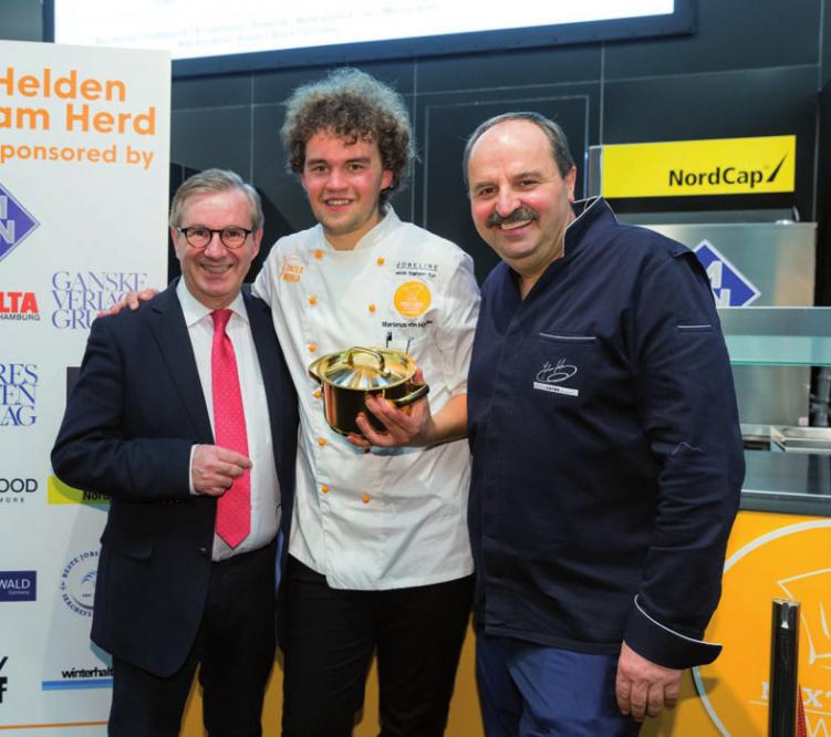 Next Chef Award Sieger 2018 Marianus von Hörsten mit Jan Hofer und Johann Lafer