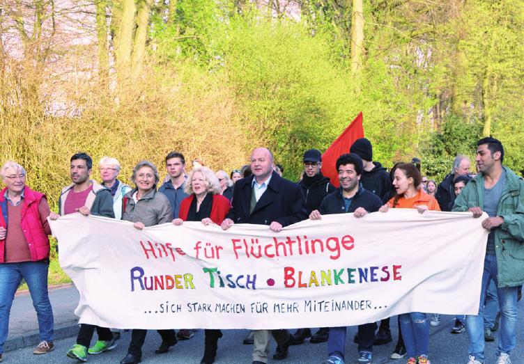 Pro-Flüchtlings-Demonstration rund um den Blankeneser Marktplatz