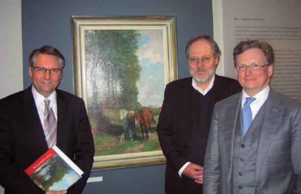 Hans-Jörg Czech, Carsten Meyer-Tönnesmann und Christoph H. Seibt vor „Auf dem Heimweg“ von Thomas Herbst