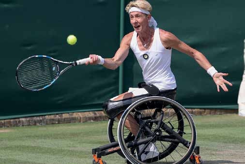 Sabine Ellerbrock, Deutschlands beste Rollstuhltennisspielerin, erreichte das Halbfinale. Foto: Jürgen Hasenkopf Sabine Ellerbrock, Deutschlands beste Rollstuhltennisspielerin, erreichte das Halbfinale. Foto: Jürgen Hasenkopf