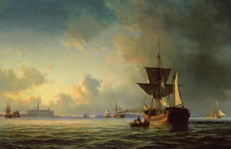 „Im Øresund vor Schloss Kronborg“, 1862, Öl auf Leinwand