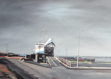 Bilder von Christian Neunzig: „Fähre“ und „Backa“, jeweils Öl auf Leinwand Bilder von Christian Neunzig: „Fähre“ und „Backa“, jeweils Öl auf Leinwand