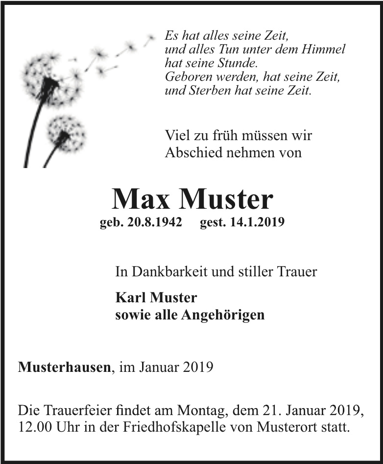 Den Todesfall verkünden Image 4 Den Todesfall verkünden Image 4