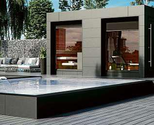 Die Außenfassade des gedämmten Modells besteht aus Trespa. WESTERHOFF Die Außenfassade des gedämmten Modells besteht aus Trespa. WESTERHOFF