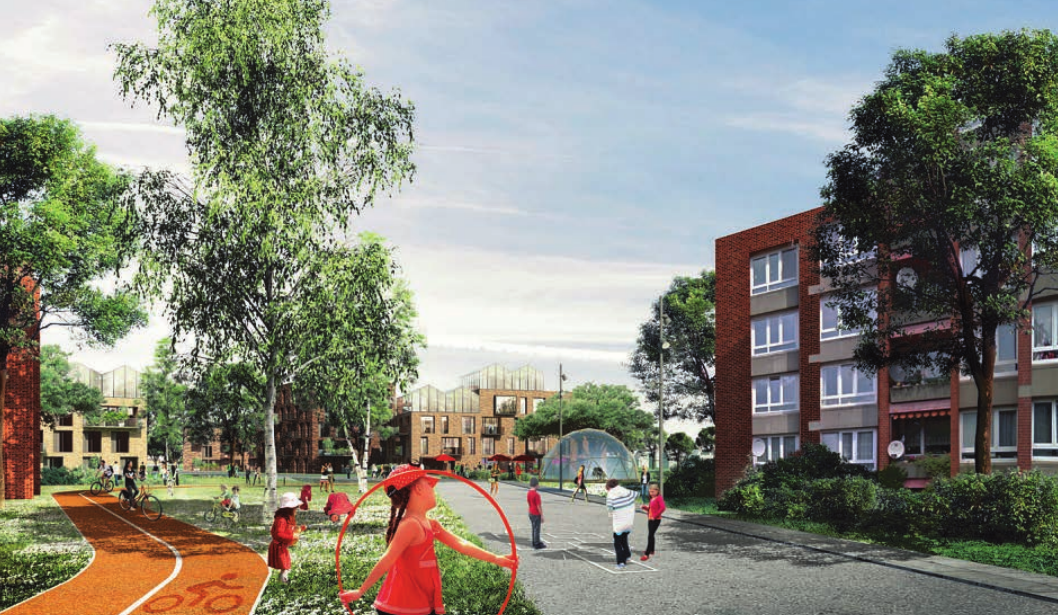 Im überschaubaren Quartier werden verkehrsberuhigte Straßen wieder zu Bewegungsräumen für Kinder. Foto: OBW_ParkQuartier Im überschaubaren Quartier werden verkehrsberuhigte Straßen wieder zu Bewegungsräumen für Kinder. Foto: OBW_ParkQuartier