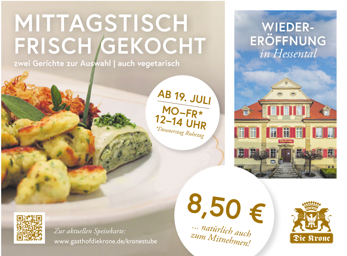 Schwäbischer Gasthof „Die Krone“ Hessental: Mittagstisch