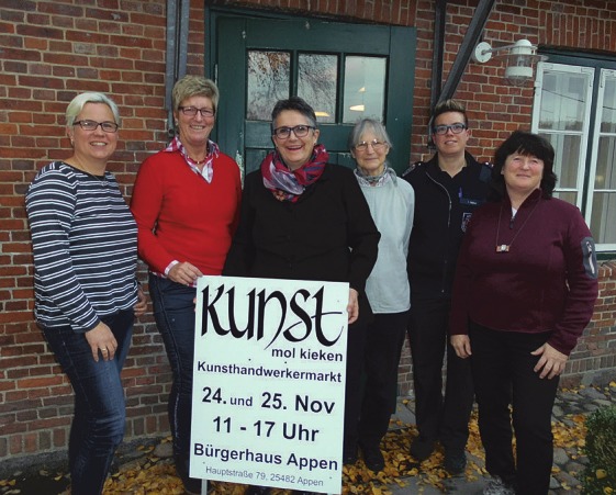 „Kunst mol kieken“ im Appener Bürgerhaus: Das Organisationsteam freut sich auf die 28. Auflage des Kunsthandwerkermarktes Foto: Skibbe „Kunst mol kieken“ im Appener Bürgerhaus: Das Organisationsteam freut sich auf die 28. Auflage des Kunsthandwerkermarktes Foto: Skibbe