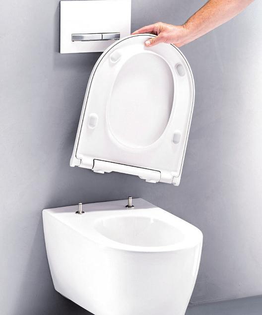 Wenn sich WC-Sitz und -Deckel mit einem Handgriff abnehmen lassen, ist die Keramik spielend leicht sauberzuhalten Foto: djd/Geberit Wenn sich WC-Sitz und -Deckel mit einem Handgriff abnehmen lassen, ist die Keramik spielend leicht sauberzuhalten Foto: djd/Geberit
