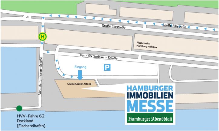 Anreise mit dem PKW: Anfahrt über Große Elbstraße, Ausschilderung „Cruise Center Altona“ folgen. Parkplätze vorhanden. Anfahrt mit dem ÖPNV: Bus (Linie 111): Haltestelle „Kreuzfahrtterminal Altona“. HVV-Fähre (Linie 62): Haltestelle „Dockland“. Das Cruise Center Altona befindet sich direkt neben dem Fähranleger. Anreise mit dem PKW: Anfahrt über Große Elbstraße, Ausschilderung „Cruise Center Altona“ folgen. Parkplätze vorhanden. Anfahrt mit dem ÖPNV: Bus (Linie 111): Haltestelle „Kreuzfahrtterminal Altona“. HVV-Fähre (Linie 62): Haltestelle „Dockland“. Das Cruise Center Altona befindet sich direkt neben dem Fähranleger.