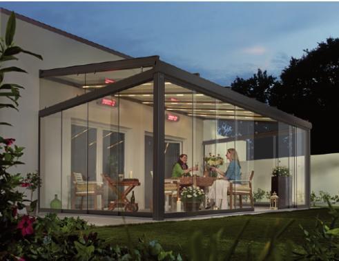 Ein Glasdach für die Terrasse verlängert die Outdoor-Saison