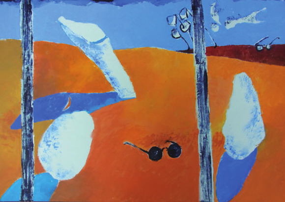 „Surrealistische Landschaft mit Brille“ von Bibi Gündisch