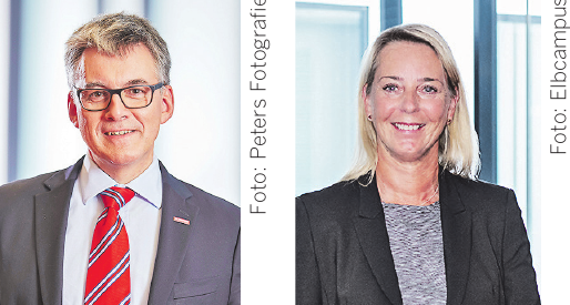 Hjalmar Stemmann, Präsident der Handwerkskammer Hamburg (links). Foto: Peters Fotografie. Setzt sich für Digitalisierung ein: Bärbel Wenckstern, Leiterin Elbcampus (rechts). Foto: Elbcampus  Hjalmar Stemmann, Präsident der Handwerkskammer Hamburg (links). Foto: Peters Fotografie. Setzt sich für Digitalisierung ein: Bärbel Wenckstern, Leiterin Elbcampus (rechts). Foto: Elbcampus