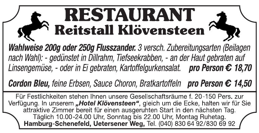 Restaurant Reitstall Klövensteen