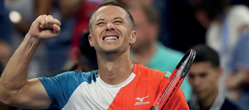 Philipp Kohlschreiber nach dem Sieg gegen Alexander Zverev: „Jaaaaaaaaaaaaaa, ich hab ihn.“ Foto: Jürgen Hasenkopf Philipp Kohlschreiber nach dem Sieg gegen Alexander Zverev: „Jaaaaaaaaaaaaaa, ich hab ihn.“ Foto: Jürgen Hasenkopf