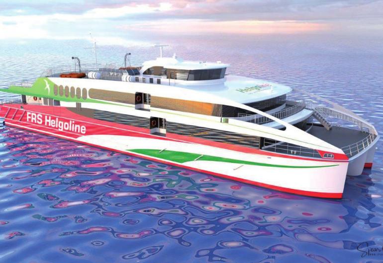 Der neue Helgoland-Katamaran liegt auch bei stärkerem Seegang stabil in der See