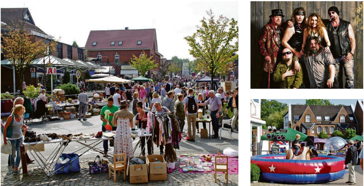 Oben: Am Sonnabend ab 7 Uhr heißt es Schauen, Handeln und Kaufen beim traditionellen Flohmarkt. Oben rechts: Boerney & die TriTops dürfen am Sonntag keinesfalls fehlen. Unten rechts: Kinder, Spiel und Spaß auf dem Arcadenhof Fotos: Heike Vosberg/Boerney & die TriTops Oben: Am Sonnabend ab 7 Uhr heißt es Schauen, Handeln und Kaufen beim traditionellen Flohmarkt. Oben rechts: Boerney & die TriTops dürfen am Sonntag keinesfalls fehlen. Unten rechts: Kinder, Spiel und Spaß auf dem Arcadenhof Fotos: Heike Vosberg/Boerney & die TriTops