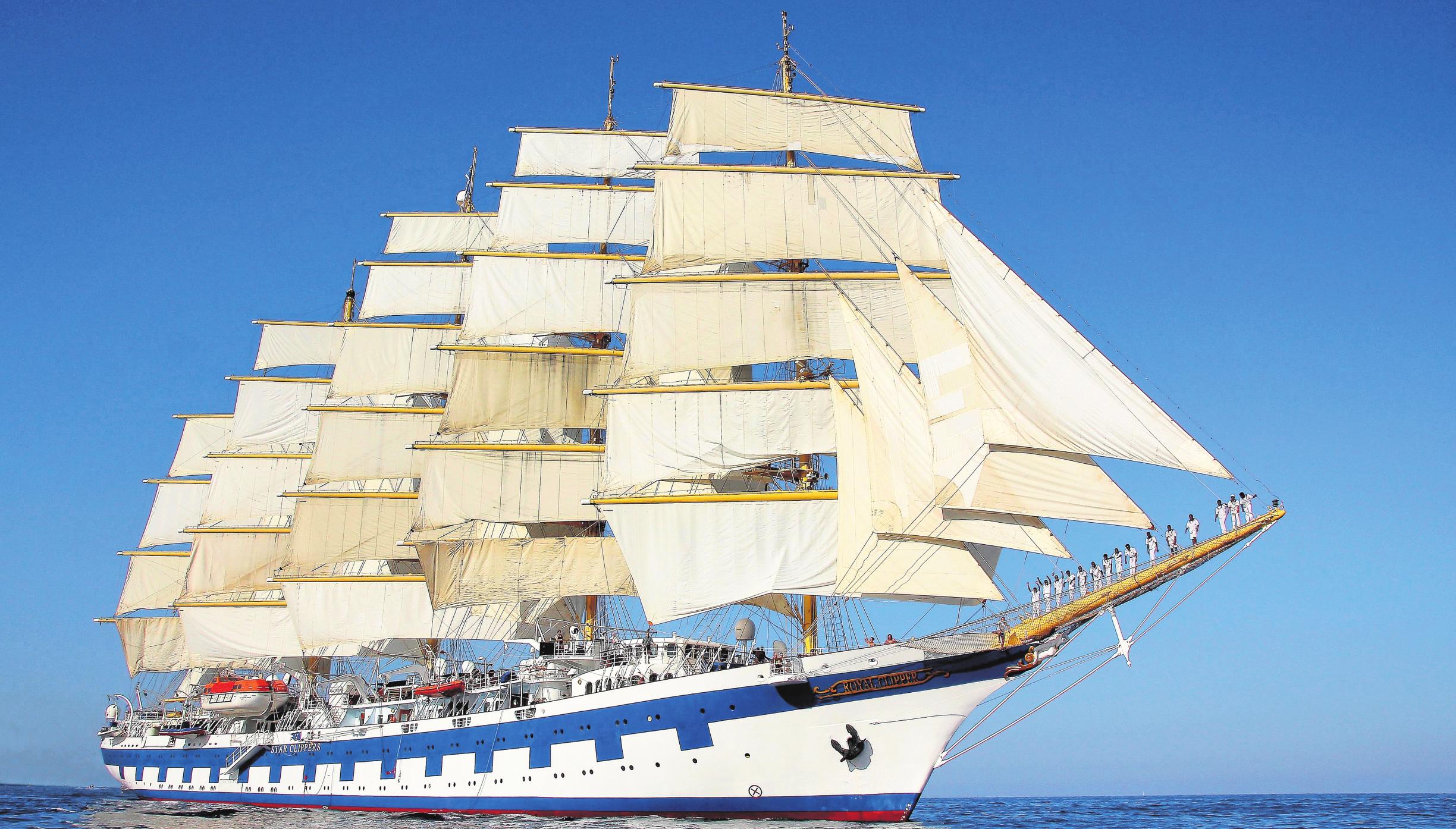 Segelschiffe wie die „Royal Clipper“ heben sich von den großen Kreuzfahrtschiffen deutlich ab. Hier steht das Erlebnis Seereise eher im Mittelpunkt. Foto: star clippers / picture alliance/dpa Segelschiffe wie die „Royal Clipper“ heben sich von den großen Kreuzfahrtschiffen deutlich ab. Hier steht das Erlebnis Seereise eher im Mittelpunkt. Foto: star clippers / picture alliance/dpa