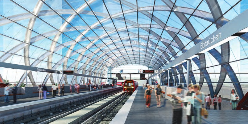 Nach Entwürfen von gmp entsteht im Zuge des Weiterbaus der U4 an den Elbbrücken eine neue Haltestelle, die mit der S-Bahn verbunden wird Foto: Christ/HafenCity Hamburg GmbH Nach Entwürfen von gmp entsteht im Zuge des Weiterbaus der U4 an den Elbbrücken eine neue Haltestelle, die mit der S-Bahn verbunden wird Foto: Christ/HafenCity Hamburg GmbH