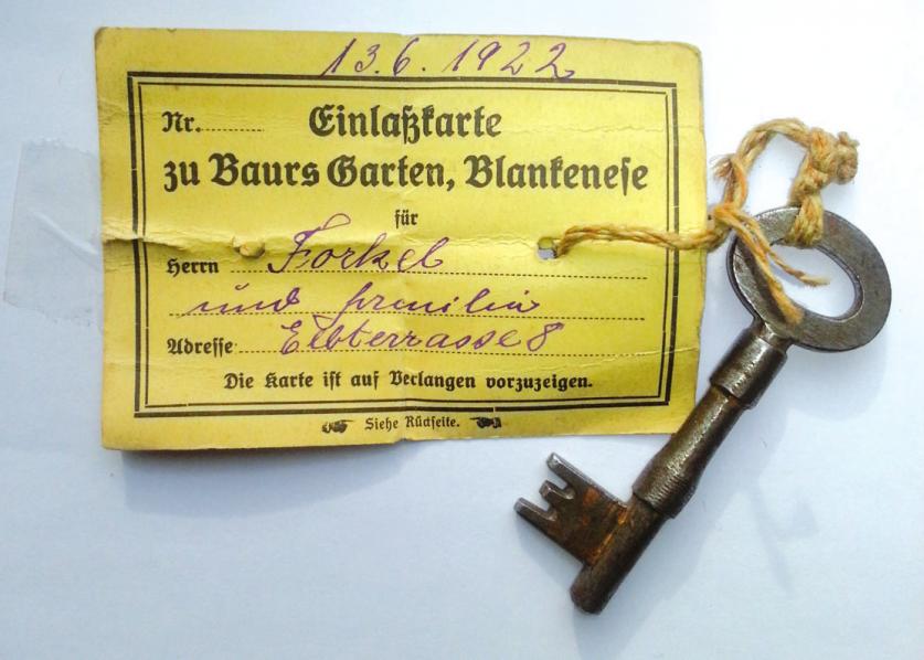 Die Einlasskarte der Familie Forkel aus dem Jahr 1922
