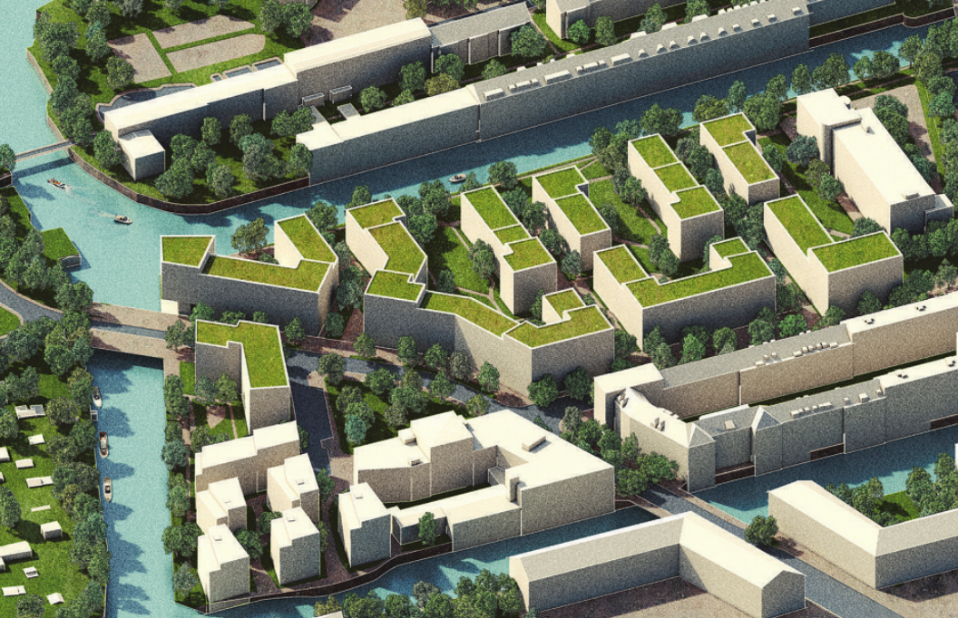 Wohnraum für 2.000 Menschen an der Wendenstraße: Skizze der künftigen Osterbrookhöfe, die umrahmt sind von Seitenkanälen der Bille. Grafik: Zillerplus Architekten Wohnraum für 2.000 Menschen an der Wendenstraße: Skizze der künftigen Osterbrookhöfe, die umrahmt sind von Seitenkanälen der Bille. Grafik: Zillerplus Architekten