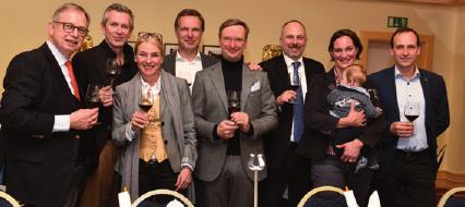 Wine & Dine Gastgeber Birke (links), Winzer und Moderator