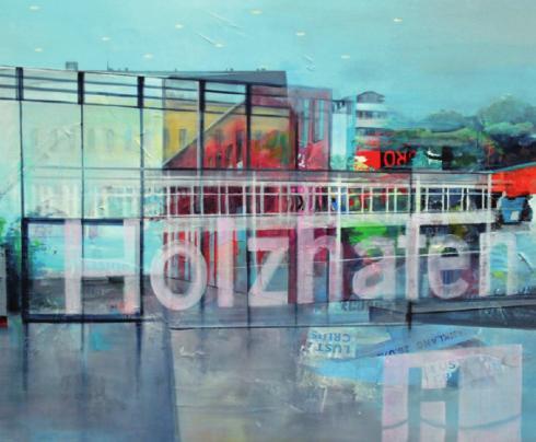„Holzhafen“ aus Plakatschnipseln