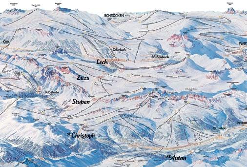 Am Arlberg sind die Ski-Gebiete Lech Zürs und St. Anton verbunden. Grafik: PR Am Arlberg sind die Ski-Gebiete Lech Zürs und St. Anton verbunden. Grafik: PR