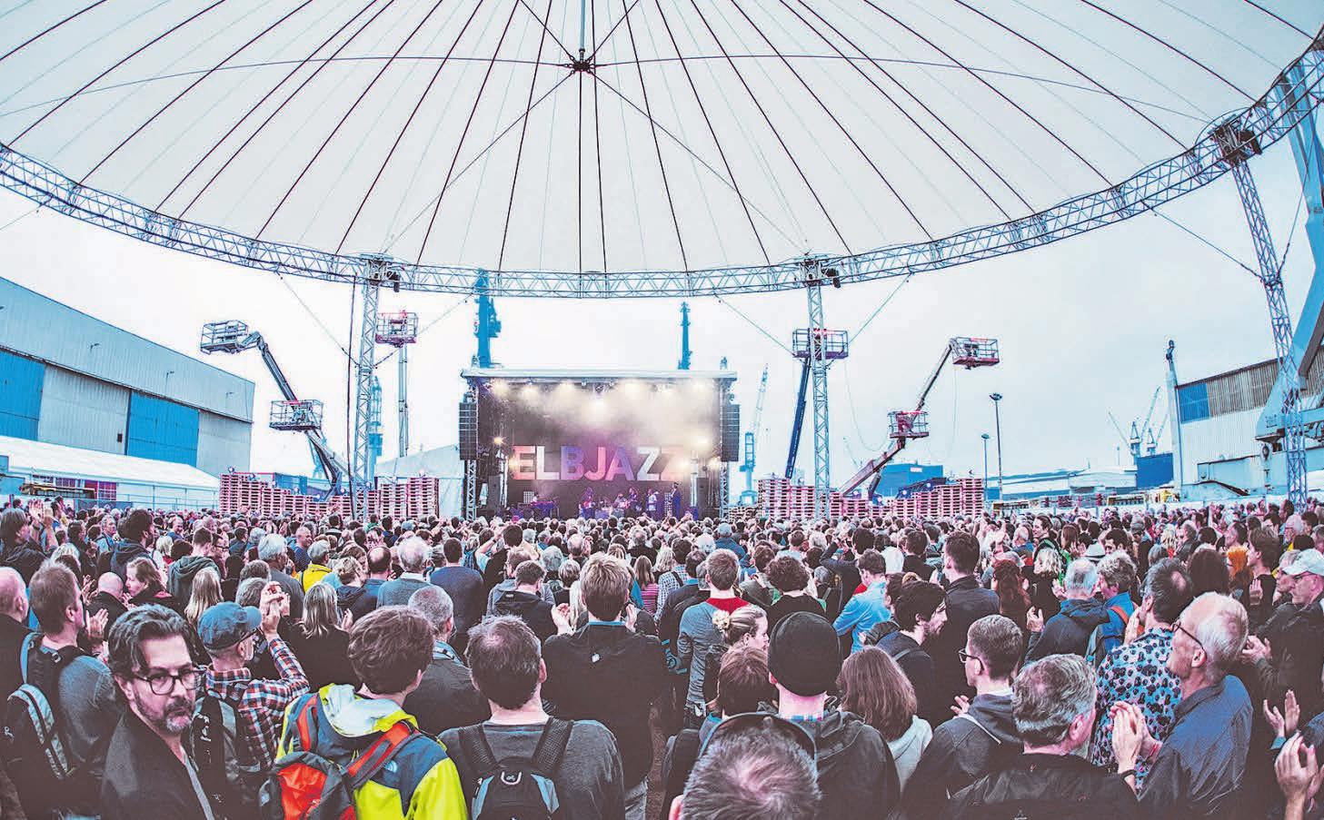 Das Herzstück des Elbjazz-Festivals befindet sich auf dem Werftgelände von Blohm+Voss, wo mehrere Bühnen aufgebaut sind Foto: Blohm & Voss Das Herzstück des Elbjazz-Festivals befindet sich auf dem Werftgelände von Blohm+Voss, wo mehrere Bühnen aufgebaut sind Foto: Blohm & Voss