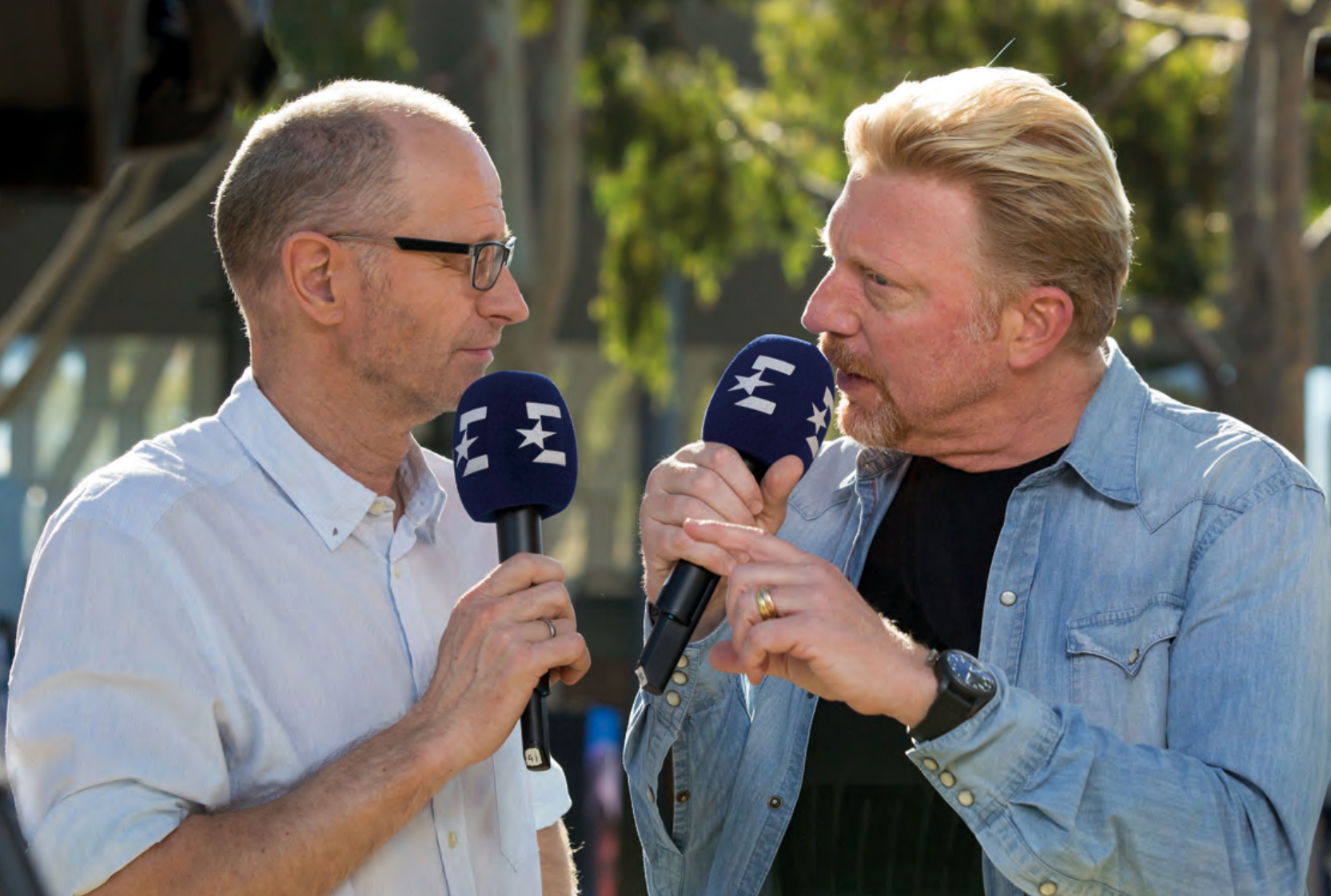 Boris Becker und Mathias Stach. Momentum oder Transition, das war die Frage. Foto: Jürgen Hasenkopf Boris Becker und Mathias Stach. Momentum oder Transition, das war die Frage. Foto: Jürgen Hasenkopf