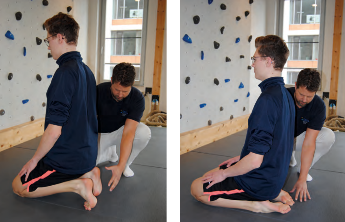 Fahren Sie im Einbeinstand mit dem freien Bein ein großes Viereck ab. Fahren Sie im Einbeinstand mit dem freien Bein ein großes Viereck ab.