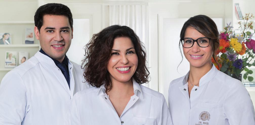 „Elbpraxis 398“, die Praxisgemeinschaft: (v.l.n.r.): Dres. med. Amir Naderi, Aresu Naderi und Jasmin Naderi-Wöhler FOTOS: PETER RÜSSMANN