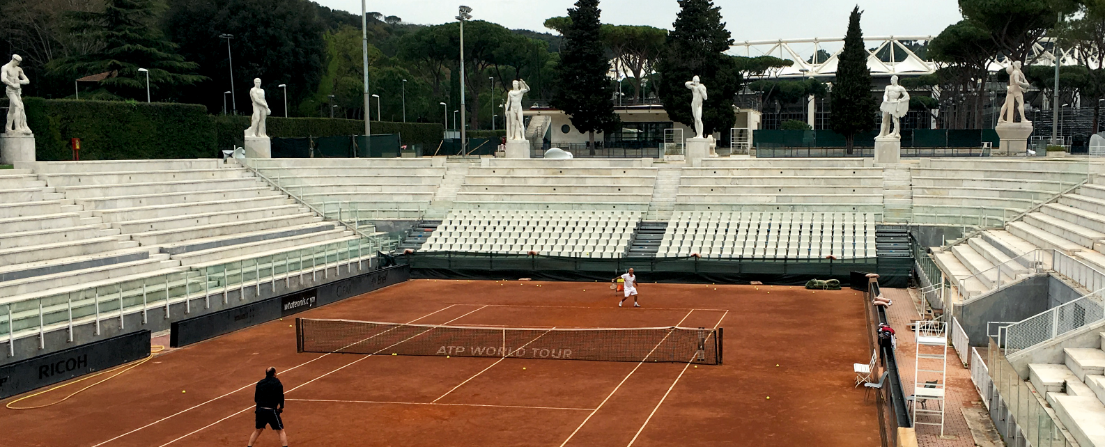 Ein imponierender Platz auf einer tollen Anlage, der Court Pietrangeli im Foro Italico von Rom. Ein imponierender Platz auf einer tollen Anlage, der Court Pietrangeli im Foro Italico von Rom.