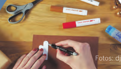 Das Rentiergesicht per Schablone vorzeichnen. Fotos: djd Das Rentiergesicht per Schablone vorzeichnen. Fotos: djd