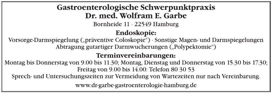 Gastroenterologische Schwerpunktpraxis Dr. med. Wolfram E. Garbe