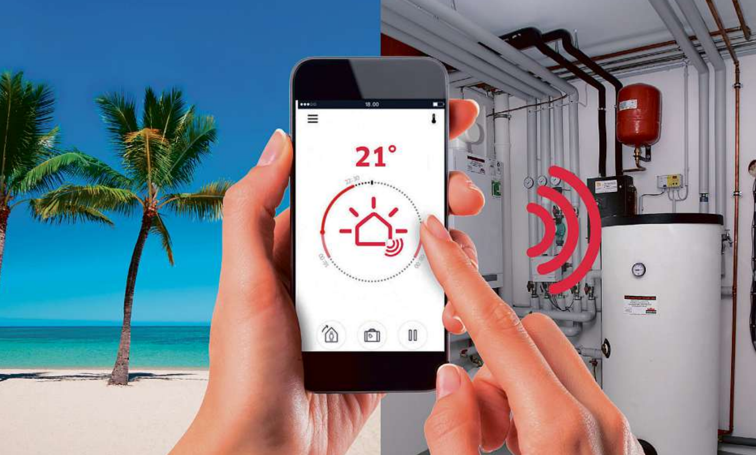 DIGITALISIERTE HEIZUNG: Per smartphone lässt sich die Anlage beispielsweise auch aus dem Urlaub steuern. Foto: ZVSHK DIGITALISIERTE HEIZUNG: Per smartphone lässt sich die Anlage beispielsweise auch aus dem Urlaub steuern. Foto: ZVSHK