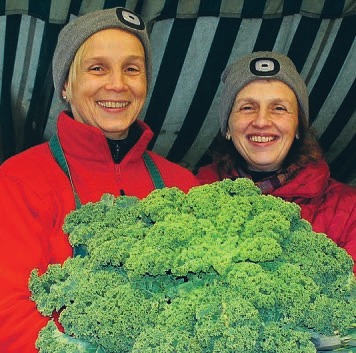 Grünkohl ist der Hit: Ina Eggers und ihre Schwester Heike Hense preisen Obst und Gemüse an Grünkohl ist der Hit: Ina Eggers und ihre Schwester Heike Hense preisen Obst und Gemüse an